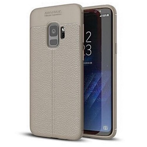 Capac de protectie Samsung Galaxy S9, model Litchi, silicon moale, gri