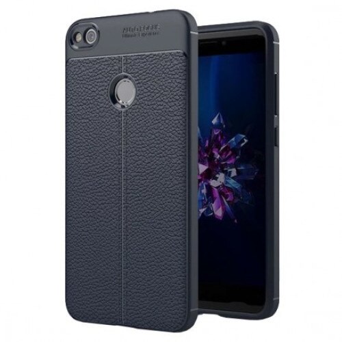 Capac de protectie Huawei P9 Lite 2017 / P8 Lite 2017, model Litchi, silicon moale, bleumarin