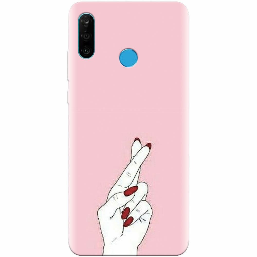 Husa silicon pentru Huawei P30 Lite, Pink Finger Cross