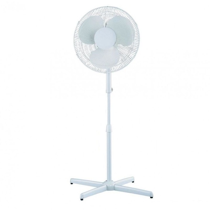 Вентилатор със стойка, 50W, 3 скорости, перки 40 см, защитна решетка, бял