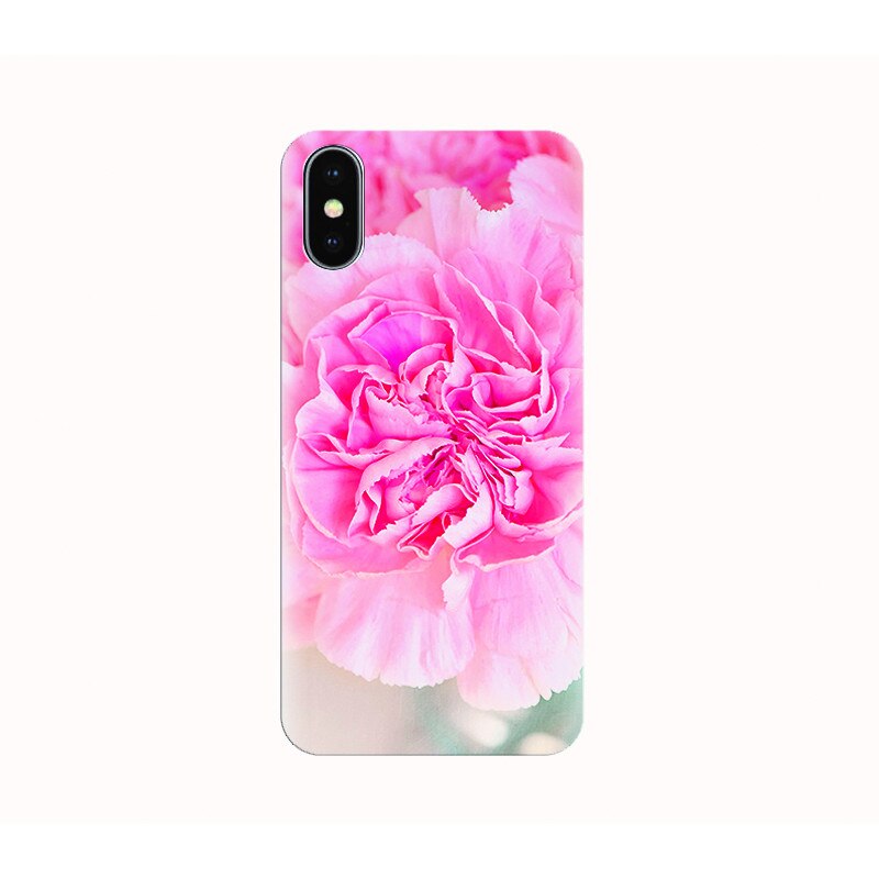 Husa silicon IPHONE X - pink flowers one