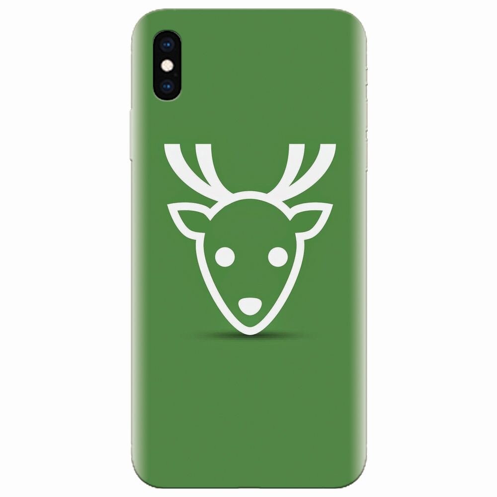 Husa silicon pentru Apple Iphone XS, Minimal Reindeer Illustration Green