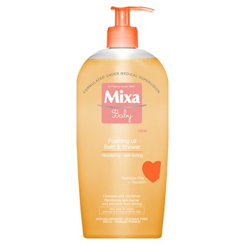 Ulei spumant Mixa Baby pentru baie si dus 2 in 1, 400 ml Ulei spumant Mixa Baby pentru baie si dus 2 in 1, 400 ml