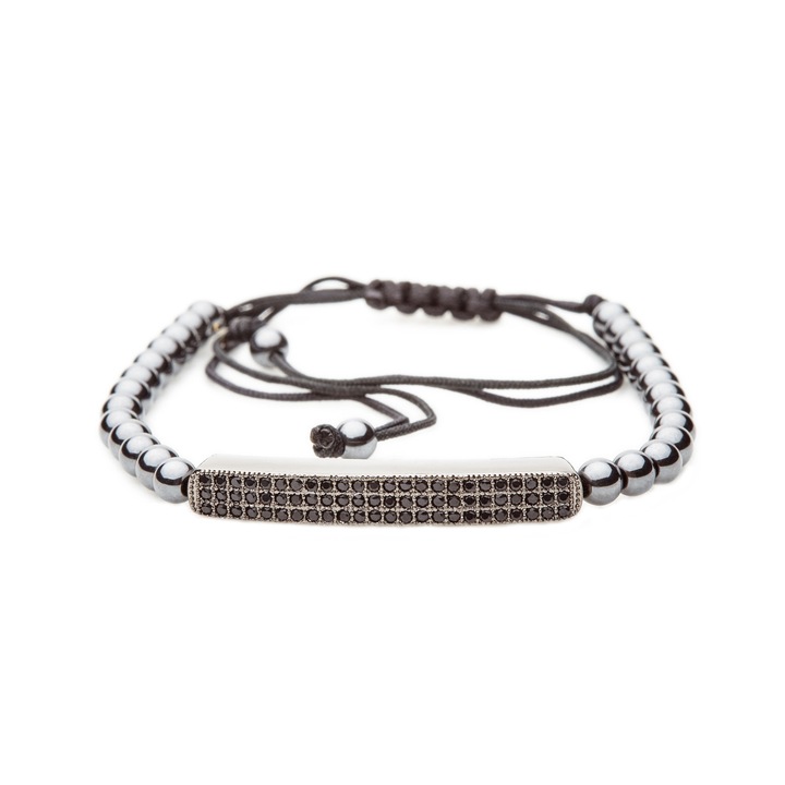 Bratara de margele metalice gri, model Argo, unisex