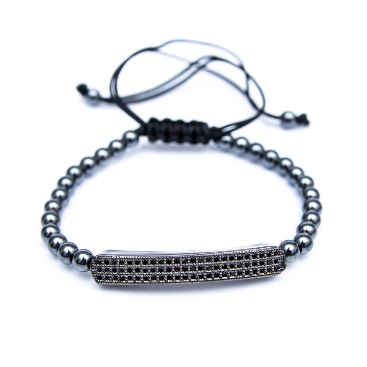 Bratara de margele metalice gri, model Argo, unisex