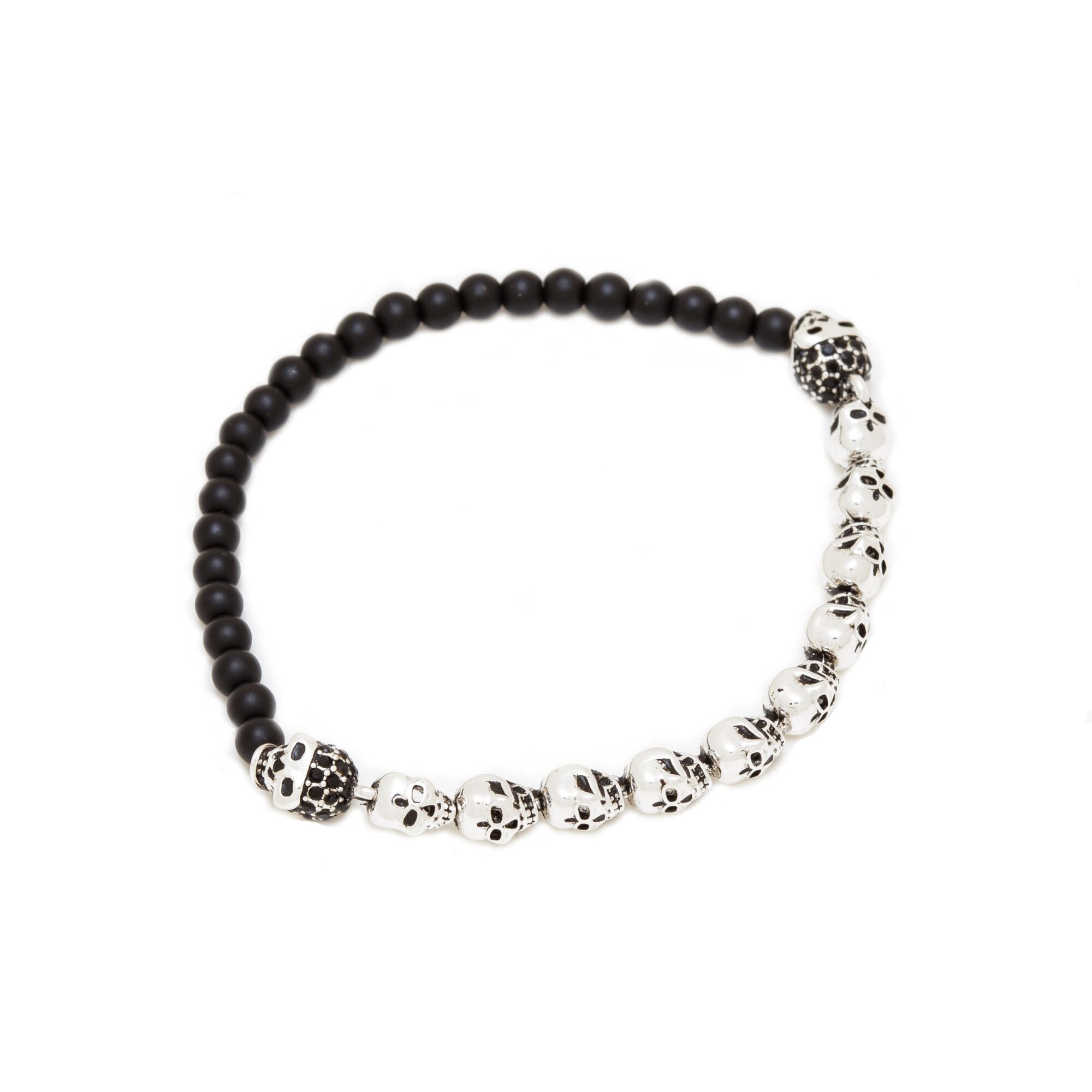 Bratara de margele agate negre, model Testa, unisex