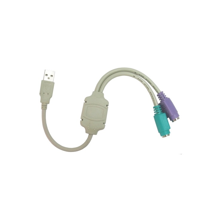 Кабел WIREMAN CABLE-USB-2PS2, преход USB A мъжко -2xPS/2 женско, 0.2 метра
