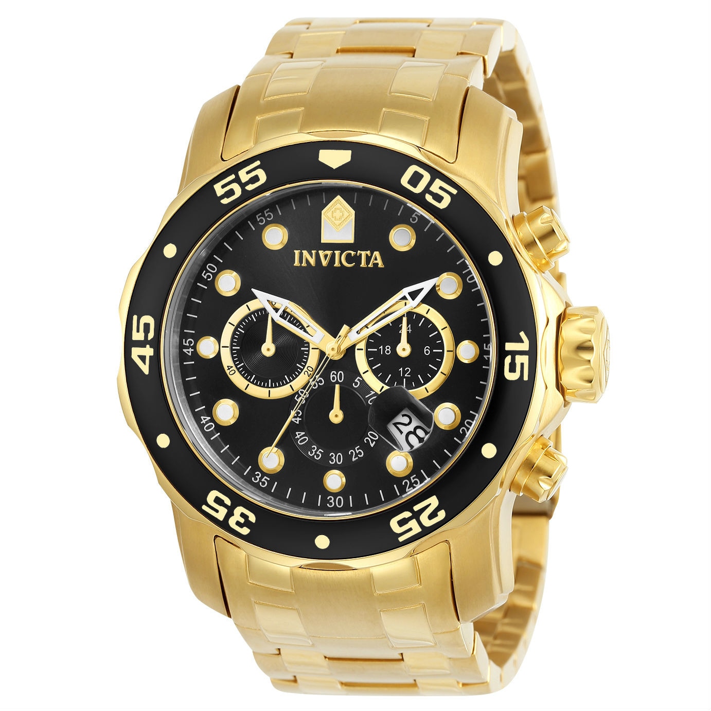 Ceas barbatesc INVICTA Pro Diver 0072, quartz, otel, auriu, 200m