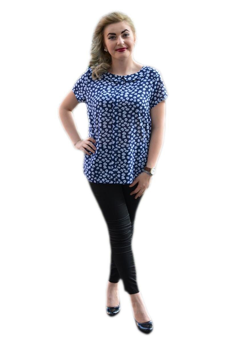 Bluza in dungi, imprimeu floral, D&J Exclusive, Alb