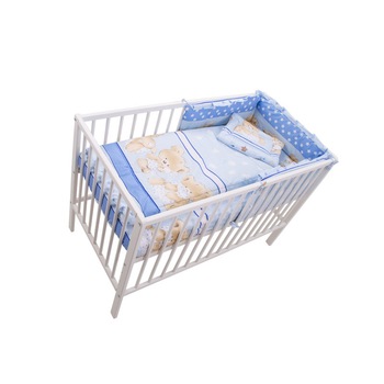 Lenjerie patut cu 5 piese Micul Ursulet Albastru 058 Lenjerie patut cu 5 piese Micul Ursulet Albastru 058