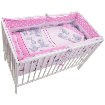 Lenjerie patut cu 7 piese Micul Ursulet Roz 061 Lenjerie patut cu 7 piese Micul Ursulet Roz 061