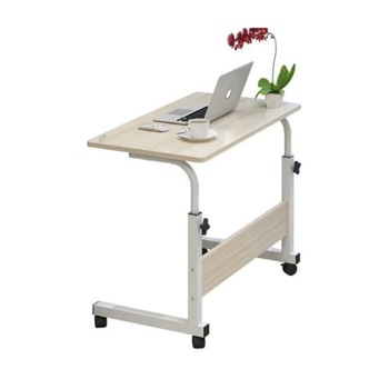 Masuta laptop reglabila-mini birou cu roti, masa laptop cu blat lemn, crem, buz Masuta laptop reglabila-mini birou cu roti, masa laptop cu blat lemn, crem, buz
