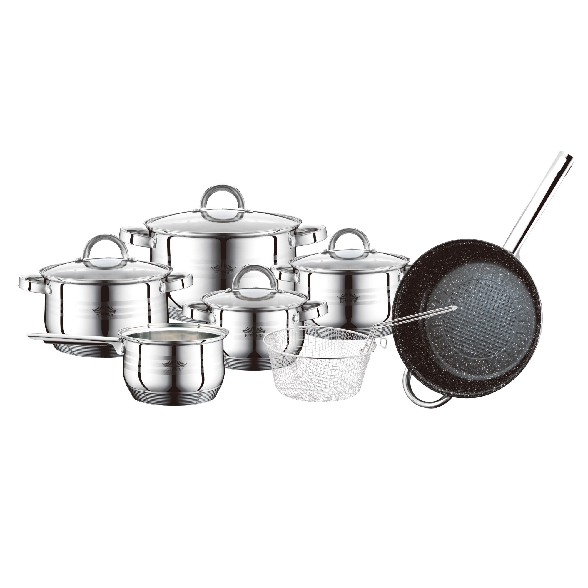 Cratite Inox Set 6 Oale si Cratite din Inox cu Cos de Prajit Fargo Peterhof,12 piese ...