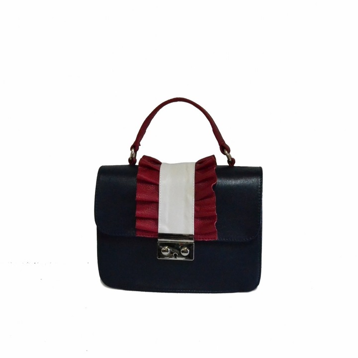 Női táska, Zea, természetes bőr, kék/piros