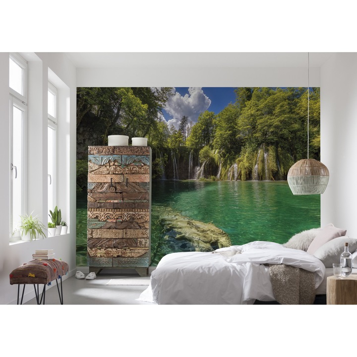 Fototapet peisagistic Eden Falls Komar 8-533 Verde/Albastru 368 X 254cm ( LxI )