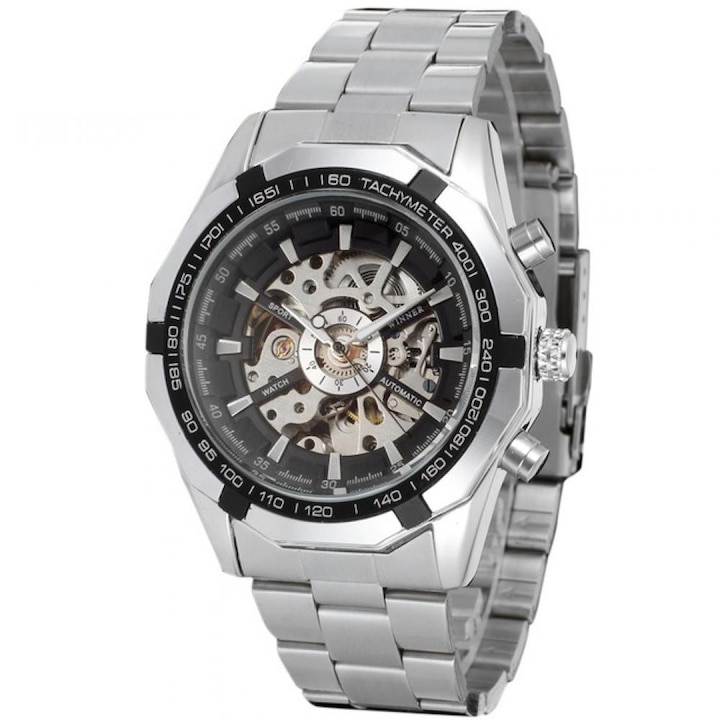 Мъжки луксозен часовник T-winne, автоматичен механичен механизъм, гривна от неръждаема стомана, Fashion style