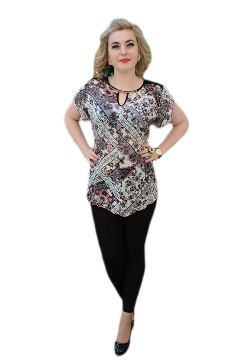 Bluza casual de vara, din voal floral, D&J Exclusive, Plamaniu