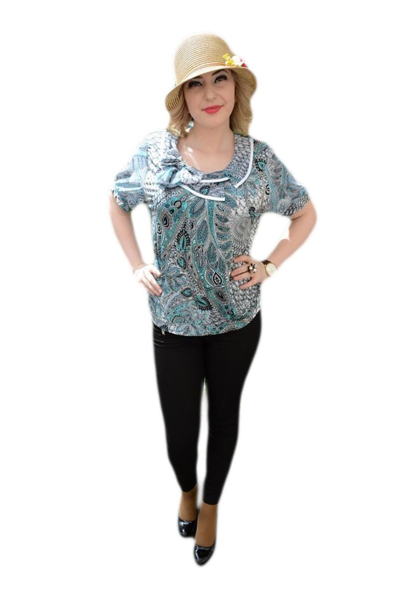 Bluza casual, nuante gri-turcoaz, D&J Exclusive, Gri/Turcoaz