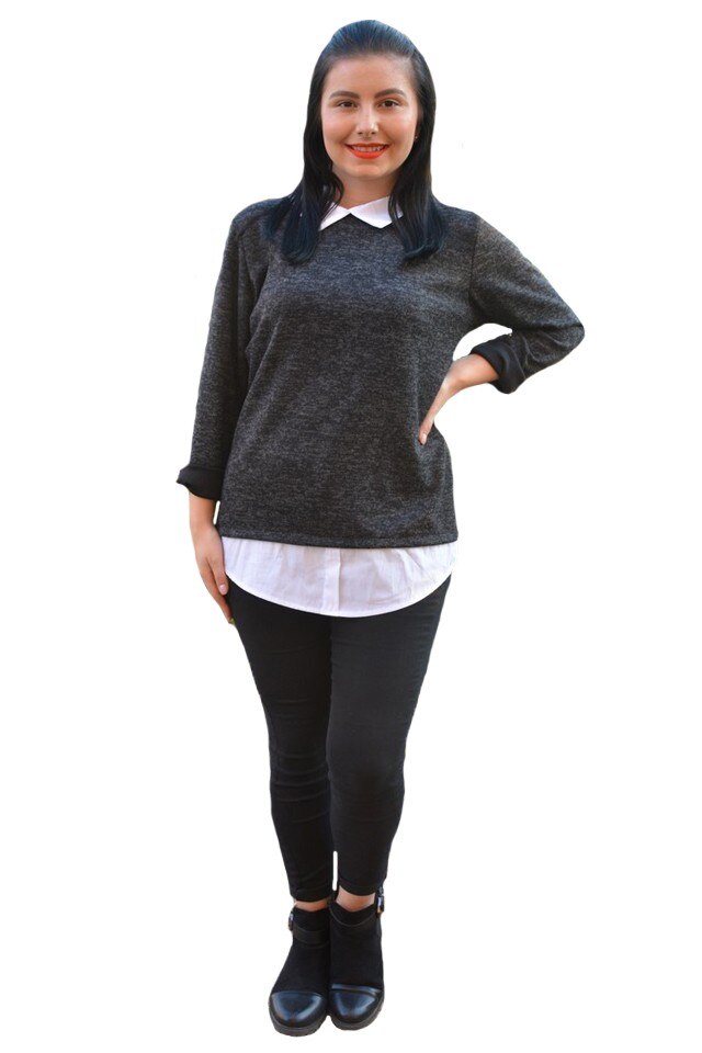 Bluza Ania casual-bussines din tricot ,D&J Exclusive,, Negru