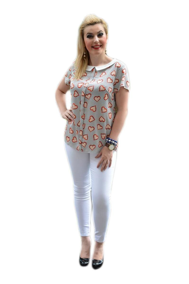 Bluza lejera de vara, imprimeu multicolor , D&J Exclusive, Bej