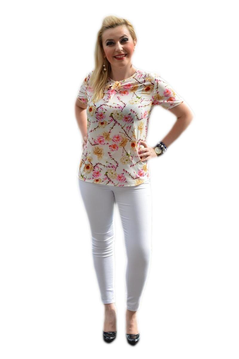 Bluza casual, flori mici albastre, D&J Exclusive, Multicolor