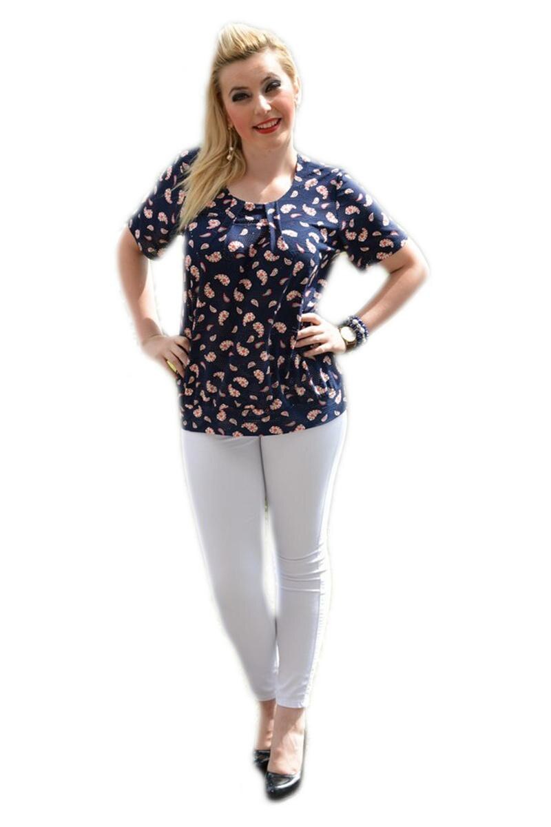 Bluza casual, bleumarin cu imprimeu paisley, D&J Exclusive, Albastru marin