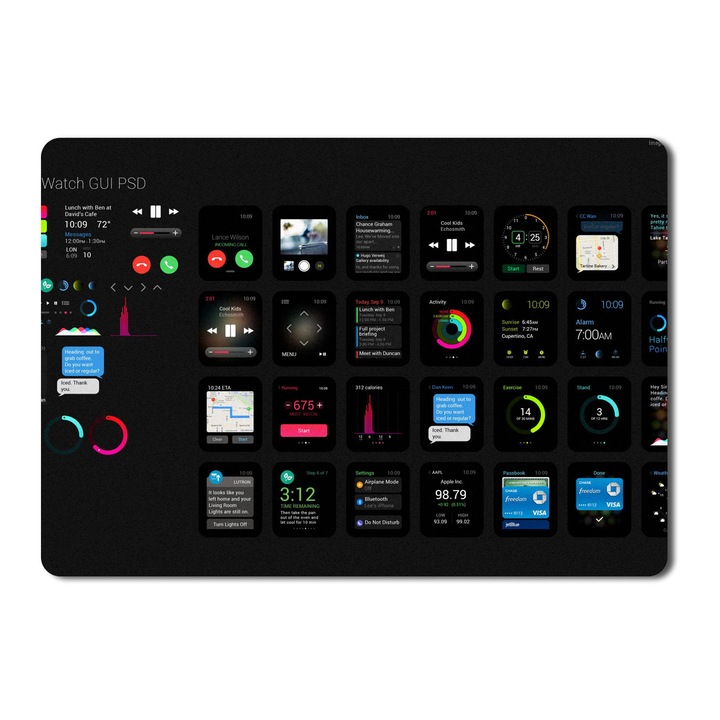 Egérpad Apple Watchgui Interface Watches Review – 21,5 x 27 x 0,3 cm