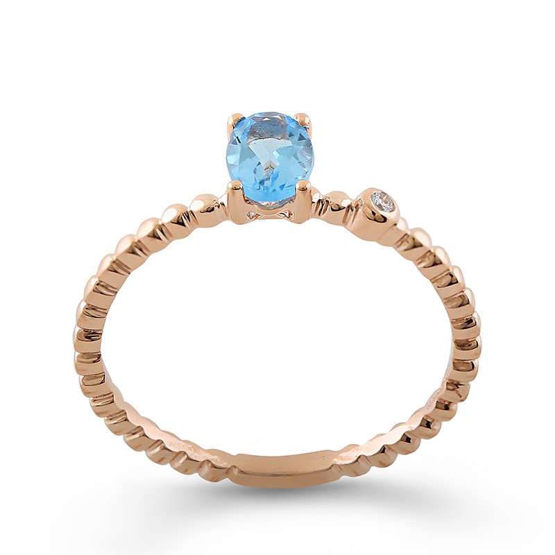 Inel Deruvo Aur 18k Diamant, Topaz Albastru, 50 RAJR25709-BTDR