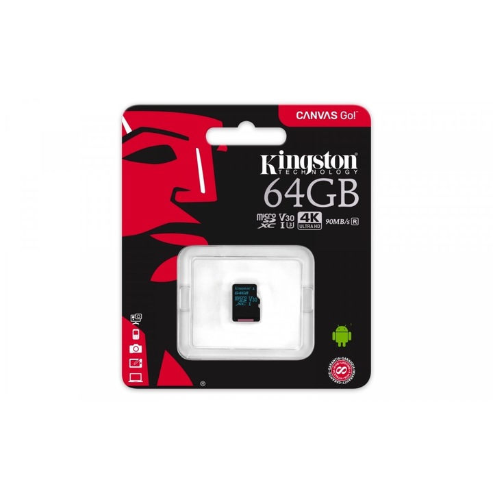Card de memorie Kingston Microsd 64GB Canvas Go 90 / 45MB/s Uhs-i V30
