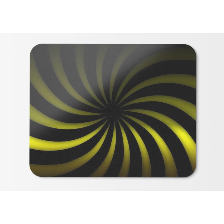Mouse Pad Black Spin Twirl Twist Yellow - 21,5 x 27 x 0,3 cm
