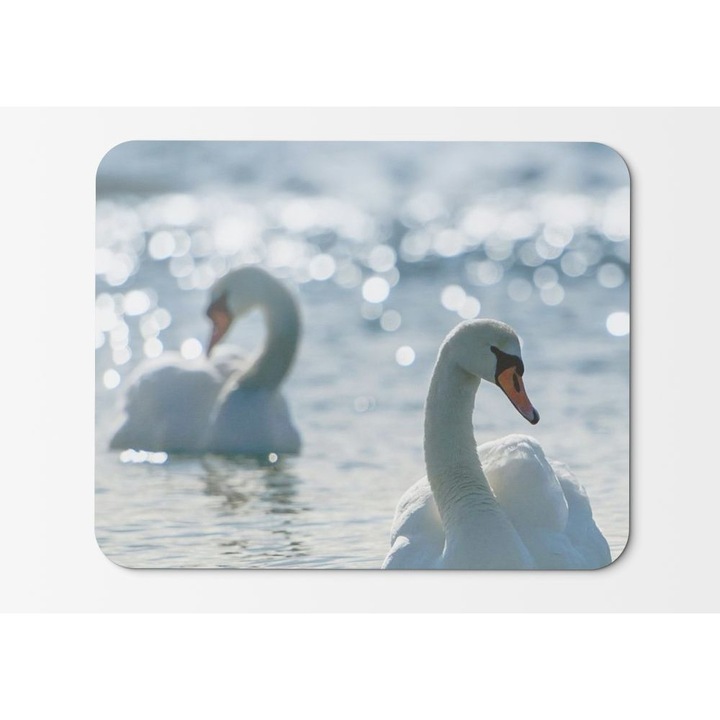 Mouse Pad Birds Bokeh Lakes Swans White - 21.5 x 27 x 0.3cm