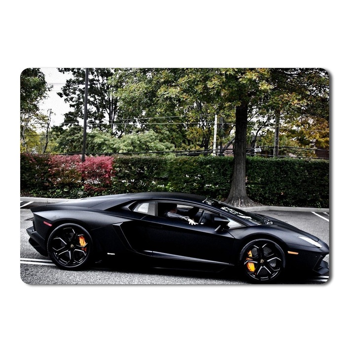 Mouse Pad Black Cars Vehicles Lamborghini Aventador Sports Car - 21.5 x 27 x 0.3cm