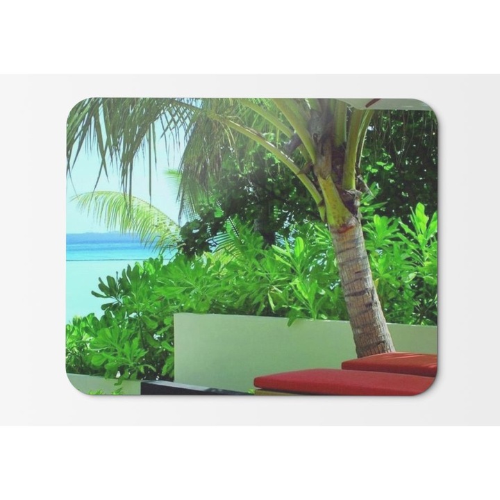 Подложка за мишка Maldives Chairs Palm Trees Resort Vegetation Tropics - 21,5 x 27 x 0,3 cm