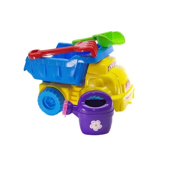 Set de nisip cu basculanta, culoare albastru cu galben Set de nisip cu basculanta, culoare albastru cu galben