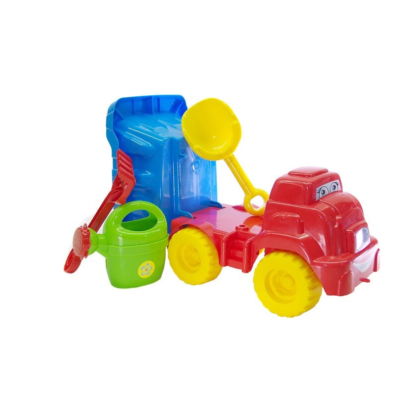Set de nisip cu basculanta, culoare rosu cu albastru