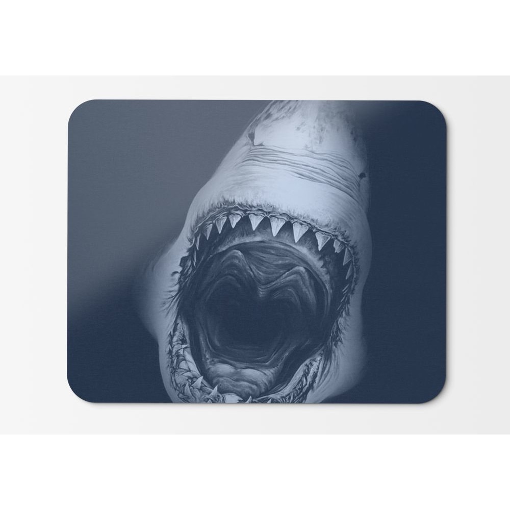 Mouse Pad Ocean White Predator Scary Sharks Teeth Great Sea - 21.5