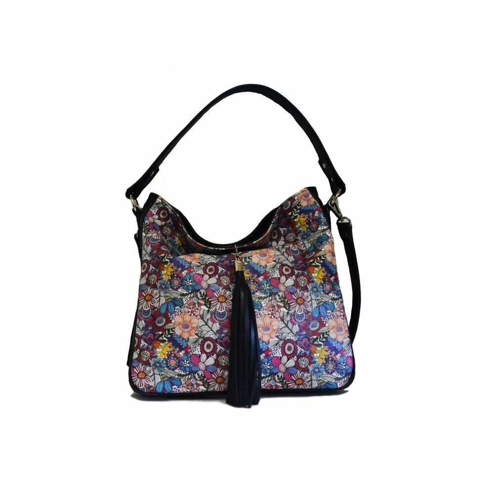 Geanta dama,Zea,piele naturala,blue floral