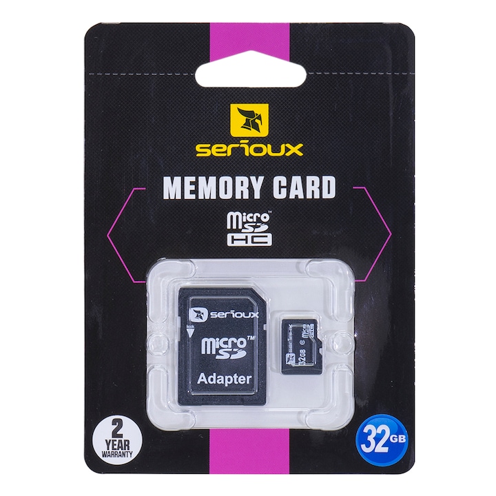 Serioux MicroSD 32GB клас 10 + адаптер за карта с памет