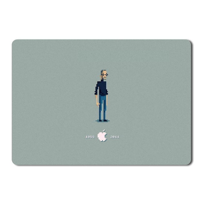 Mouse Pad Steve Jobs Apples Simple Background Pixel Grey - 21.5 x 27 x 0.3cm
