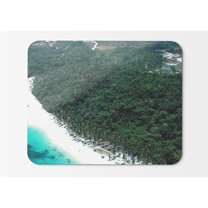 Mouse Pad Trees White Houses Tropical Islands Palms Beach - 21.5 x 27 x 0.3cm