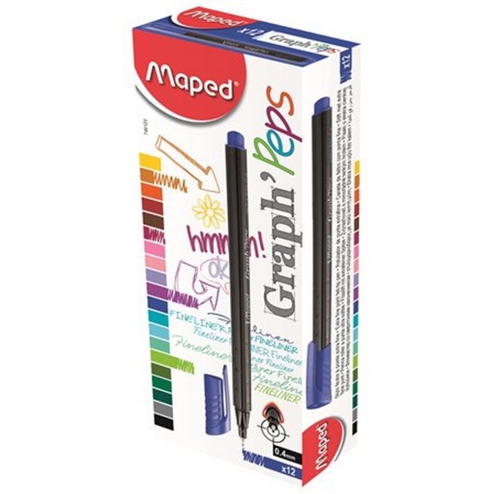 Maped Tűfilc, 0,4 mm, Maped "Graph`Peps", sötétkék