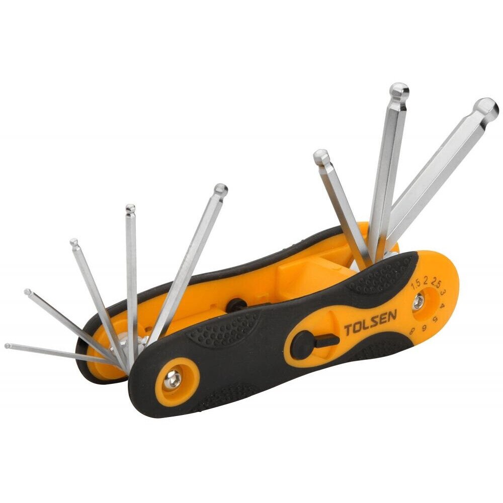 Set chei hexagonale cu varf sferic pliabile 18 in 1 Cr-V Tolsen