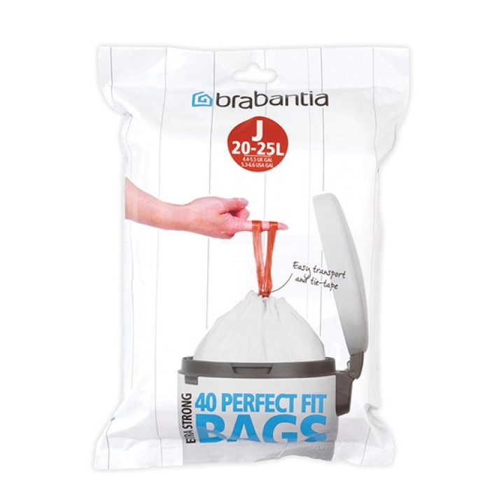 Brabantia szemeteszsák, J méret, 20-25 literes, 40 db, fehér