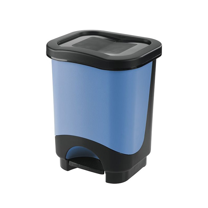 Cos gunoi cu pedala Tontarelli Idea, 8 L, albastru/negru