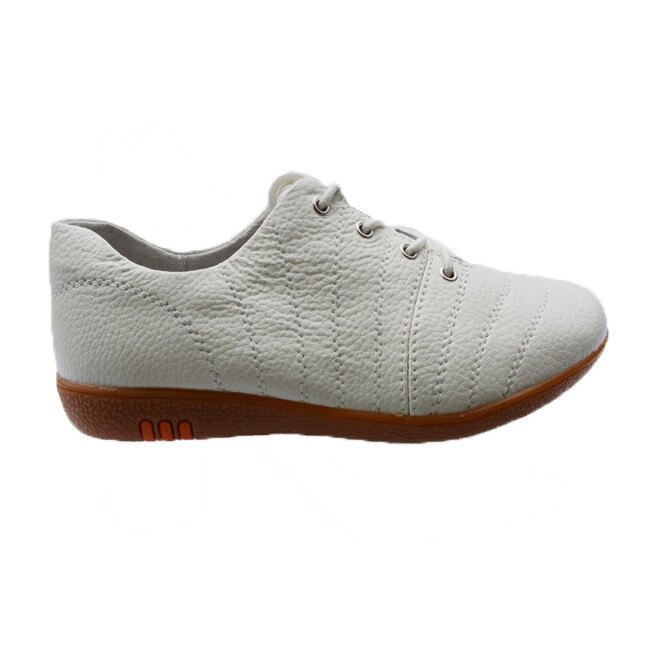 Pantofi comozi, piele naturala, inchidere cu siret, D&j Exclusive, Alb