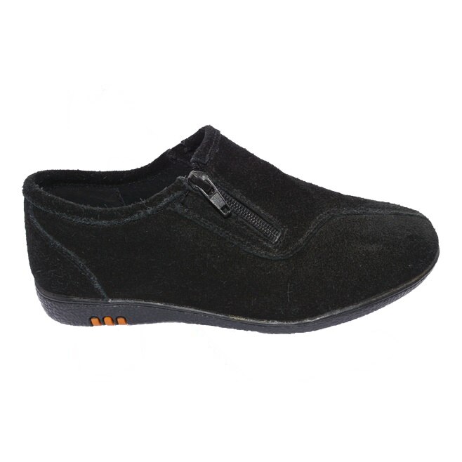 Pantofi comozi din piele,talpa flexibila,inchidere cu fermoar, D&J Exclusive, Negru, 39