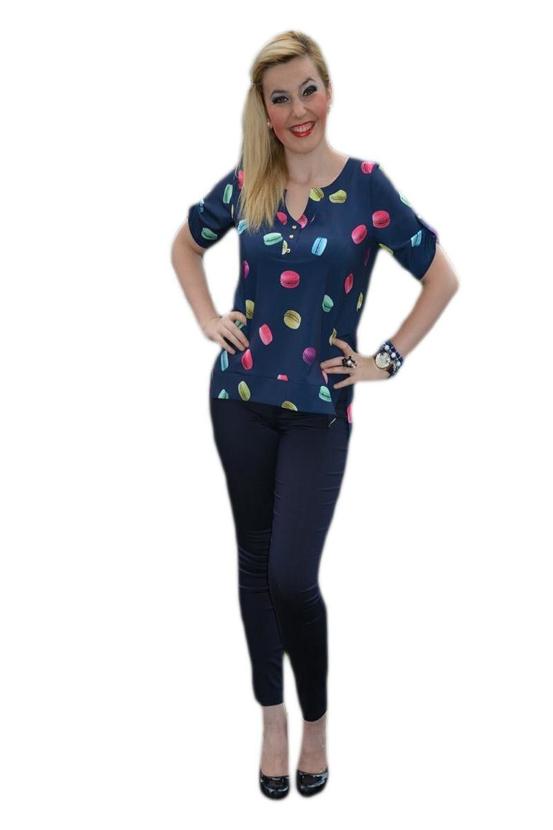 Bluza deosebita, cu imprimeu tineresc, D&J Exclusive, Albastru marin