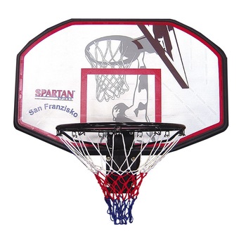 Panou baschet San Francisco, 110x70x3 cm, cu inel otel si plasa, consola prindere, interior/exterior, Multicolor, Spartan Panou baschet San Francisco, 110x70x3 cm, cu inel otel si plasa, consola prindere, interior/exterior, Multicolor, Spartan