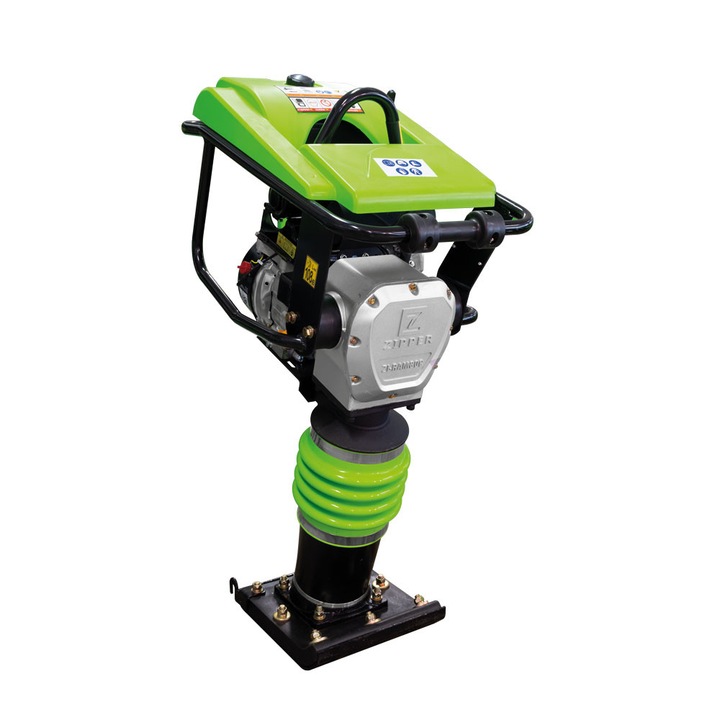 Mai compactor pe benzina Zipper, ZI-RAM80C, batai pe minut 600-700, motor in 4 timpi, dimensiune placa 285/360mm, putere tasare 10 kN, greutate 80 kg