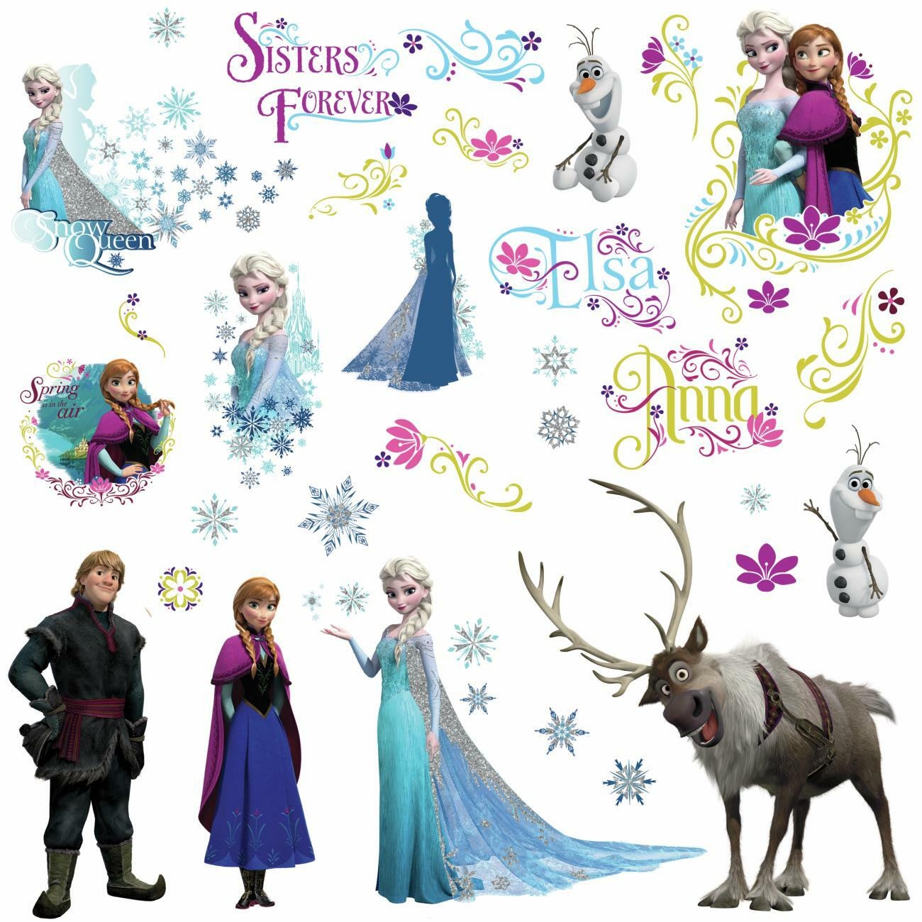 Stickere Personaje FROZEN | 4 colite de 25,4 cm x 45,7 cm